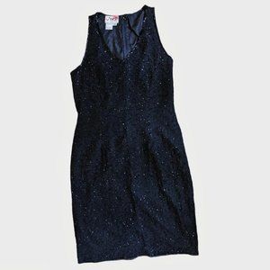 JMD New York Vintage Beaded Little Black Dress Size PS